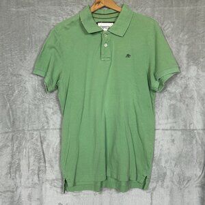 Aeropostale Polo Shirt Men's Large Green 1987 Distressed Short Sleeve Knit Y2K